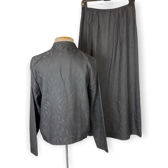 EILEEN FISHER size Small matching set black skirt jacket minimalist lagenlook - Picture 3 of 8